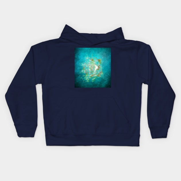 Fractal ghost ship on the azure ocean Kids Hoodie by hereswendy